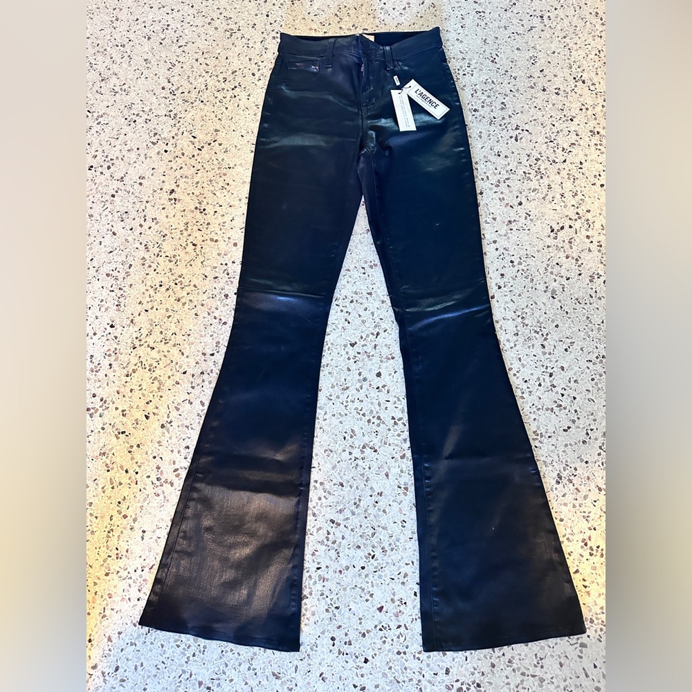 L'AGENCE Black Flare Wide Leg Jeans with Modern Silhouette